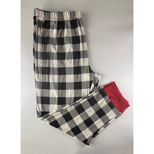 Holiday Time Buffalo Plaid Pajama Pants 2XL Black White Red Jogger Christmas